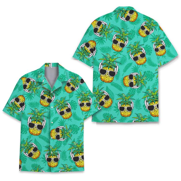 Pineapple Hawaiian Shirts For Men Women Funny Pineapple Wearing Sunglasses Shirt Tropical Shirt