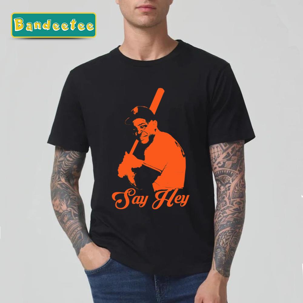 Say Hey Willie Mays Orange Stencil Art Unisex T-Shirt