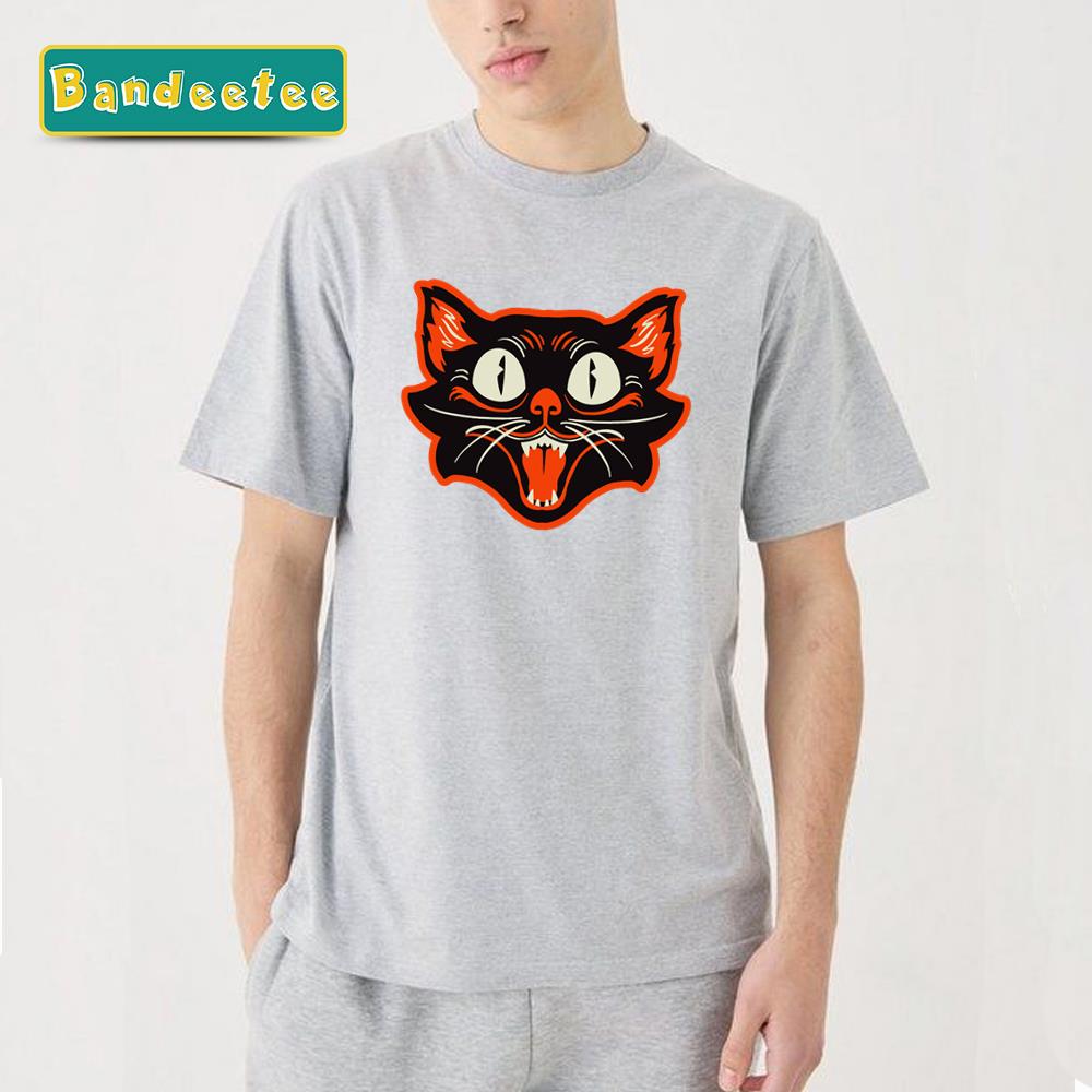 Retro Vintage Halloween Black Cat Unisex T-Shirt