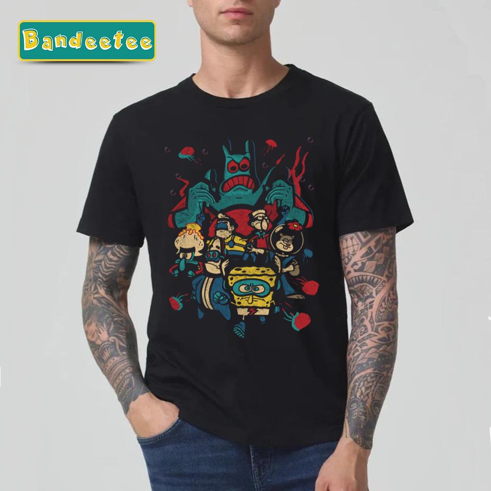 Spongebob Retro Superhero Group Poster Unisex T-Shirt