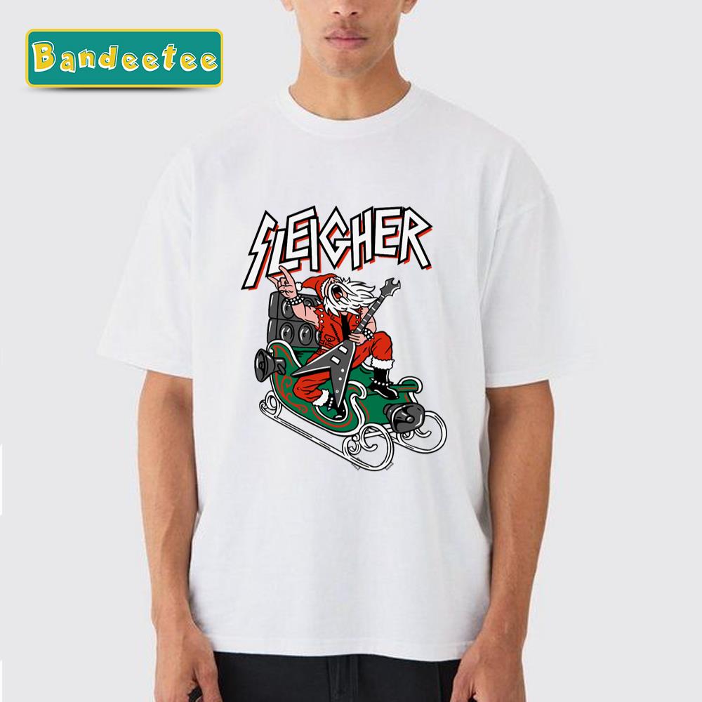 Sleigher Heavy Metal Santa Christmas Unisex T-Shirt