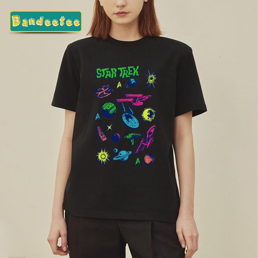 Star Trek Ships And Planets Neon Unisex T-Shirt