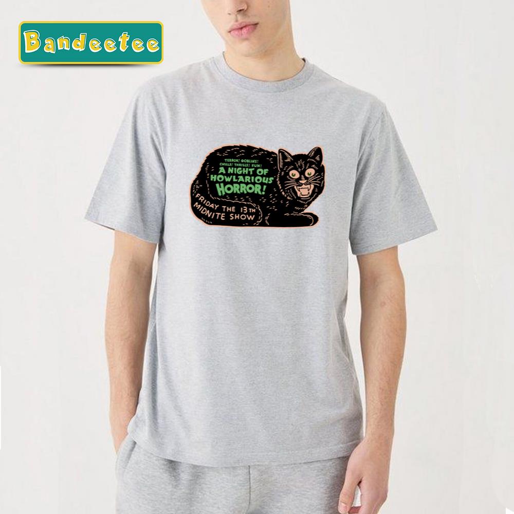 Vintage Cat Playing Banjo Halloween Unisex T-Shirt