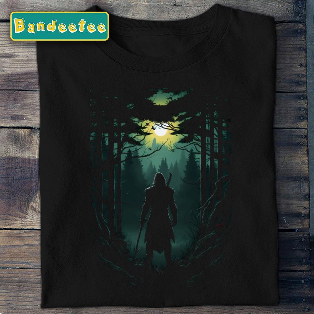 Moonlit Hunter Silhouette Witcher Dark And Darker Unisex T-Shirt