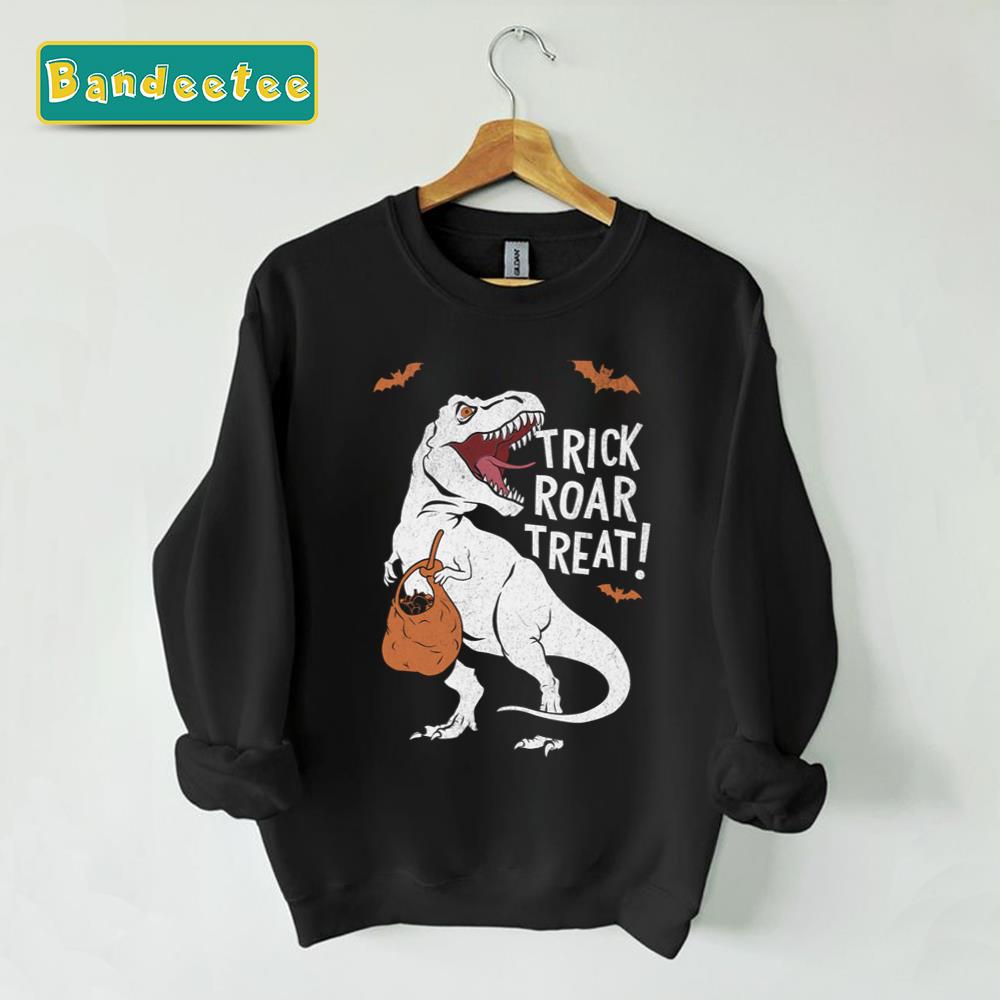 Trick Roar Treat Design Halloween Dinosaur With Candy Unisex Sweatshirt