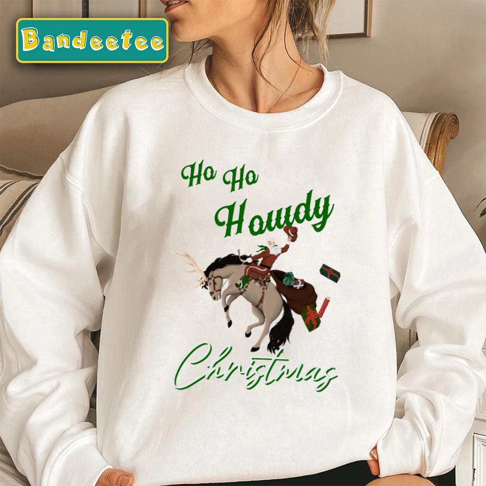 Saddle Bronc Santa Cowboy Western Christmas Unisex Sweatshirt