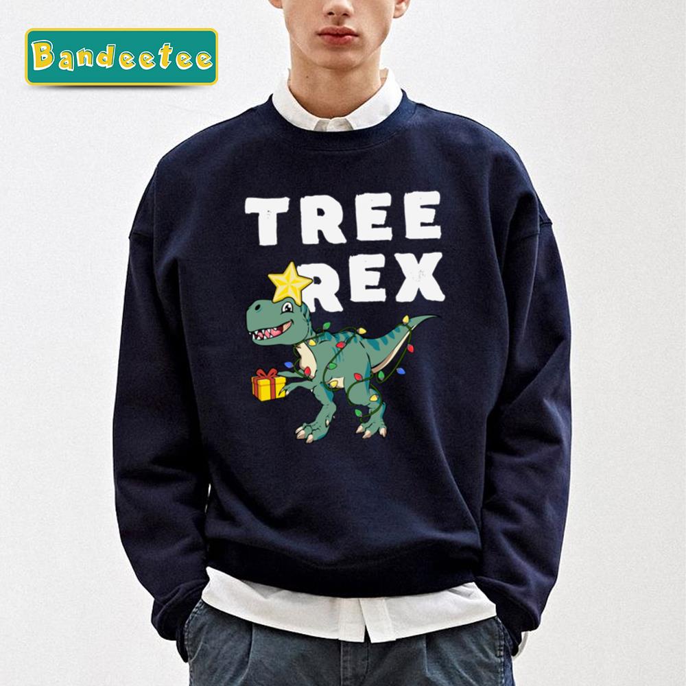 Tree Rex Dinosaur T Rex Xmas Lights Christmas Unisex Sweatshirt